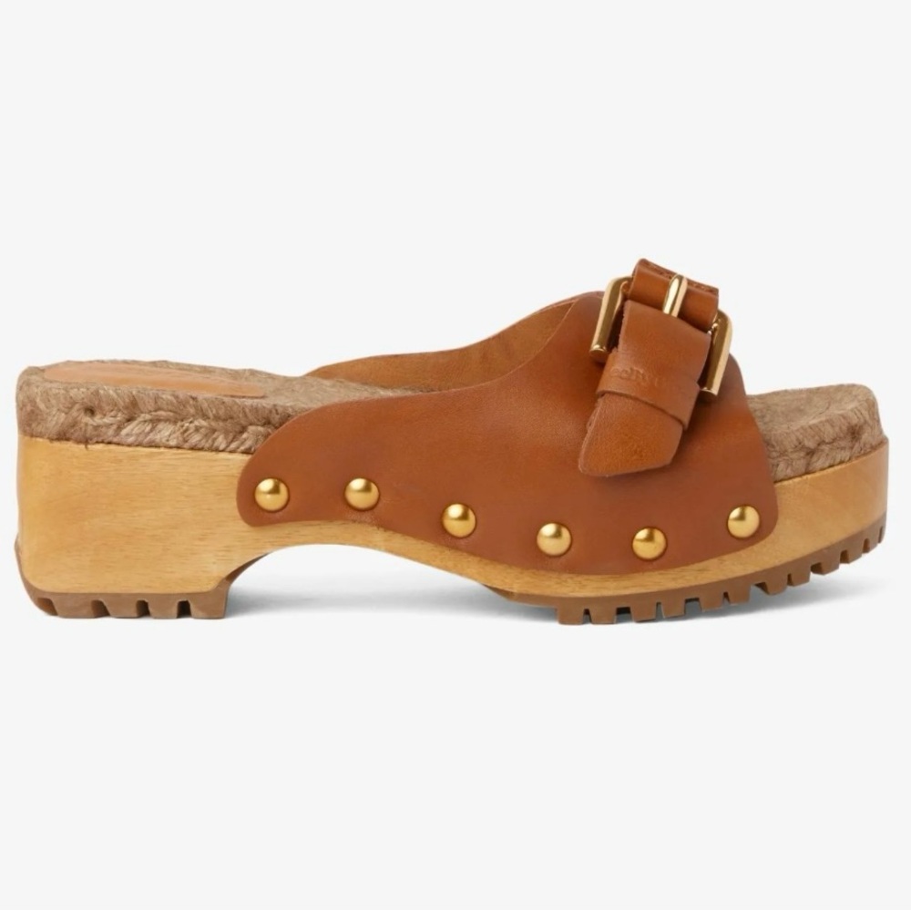 Women's Brown Leather Clogs